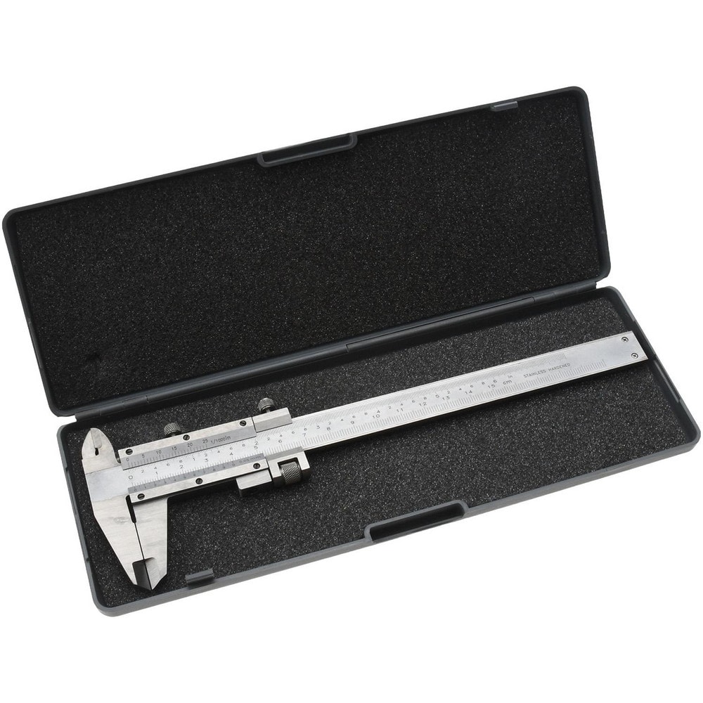 Vernier Caliper: 0 to 6", 0.0012" Accuracy, 0.001" Graduation, Stainless Steel