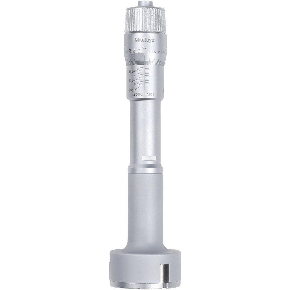 Mechanical Inside Micrometer: 1.6000 to 2.0000" Range - 0.0002" Graduation, 0.000150" Accuracy, Ratchet Stop Thimble