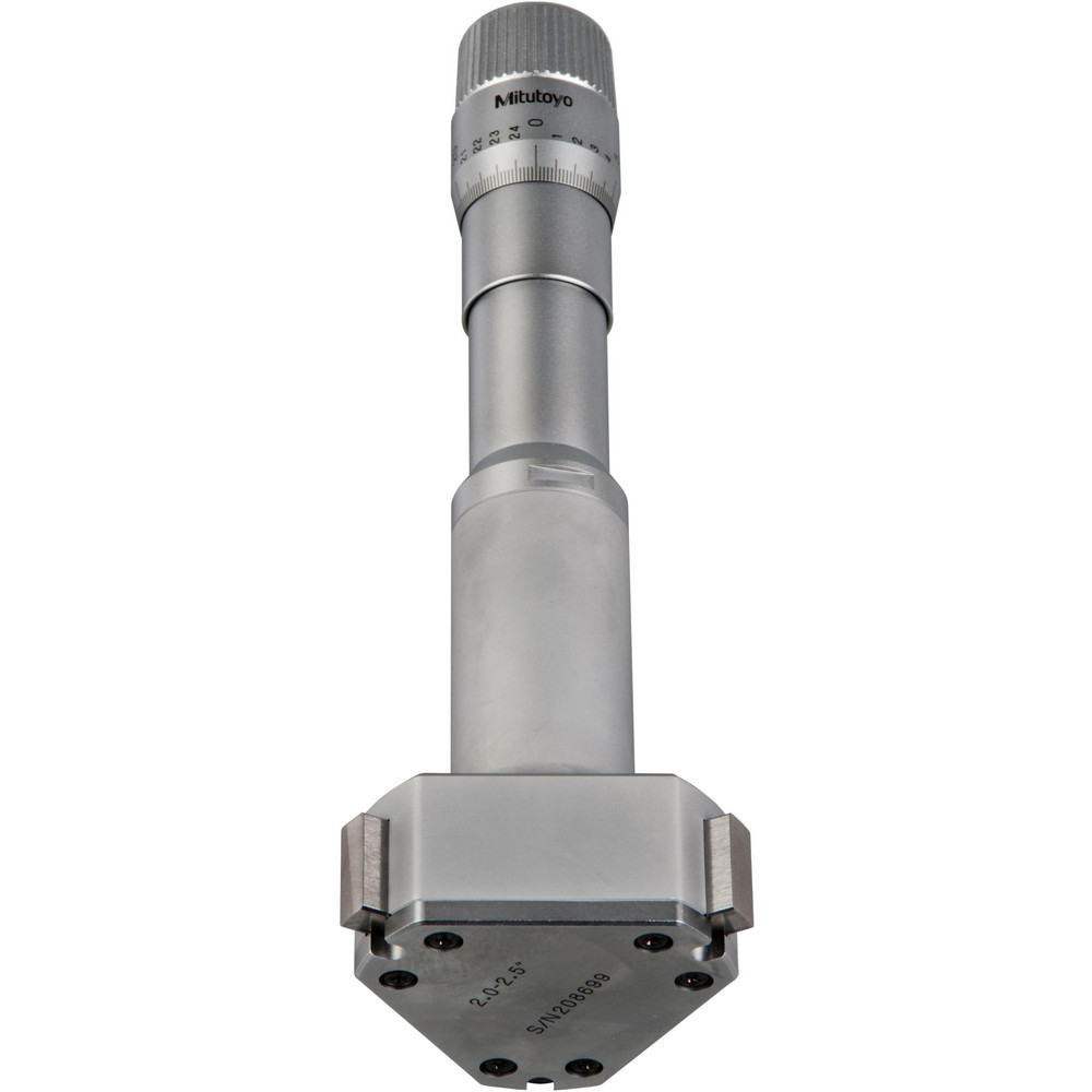 Mechanical Inside Micrometer: 2.0000 to 2.5000" Range - 0.0002" Graduation, 0.000150" Accuracy, Ratchet Stop Thimble
