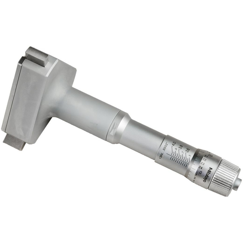 Mechanical Inside Micrometer: 3.5000 to 4.0000" Range - 0.0002" Graduation, 0.000150" Accuracy, Ratchet Stop Thimble