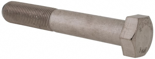 Hex Head Cap Screw: 5/8-18 x 4", Grade 18-8 Stainless Steel, Uncoated