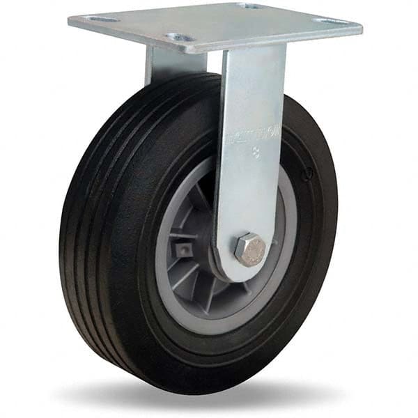 Hamilton R-4008-AT Rigid Top Plate Caster: Rubber, 8" Wheel Dia, 2-1/2" Wheel Width, 400 lb Capacity, 9-1/2" OAH 