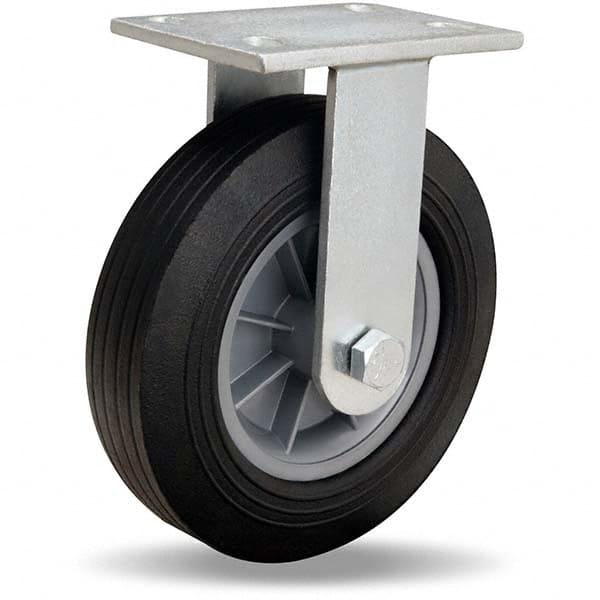 Hamilton R-4010-AT Rigid Top Plate Caster: Rubber, 10" Wheel Dia, 2-3/4" Wheel Width, 500 lb Capacity, 11-1/2" OAH 