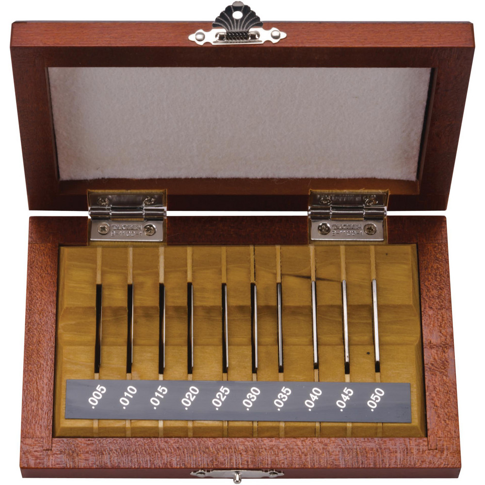 Gage Block Set: 0.005 to 0.05'' Range, 10 Pc, Steel