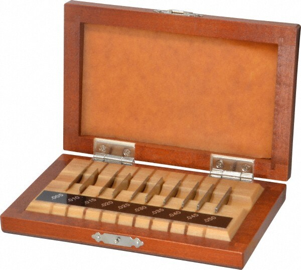 Gage Block Set: 0.005 to 0.05'' Range, 10 Pc, Steel