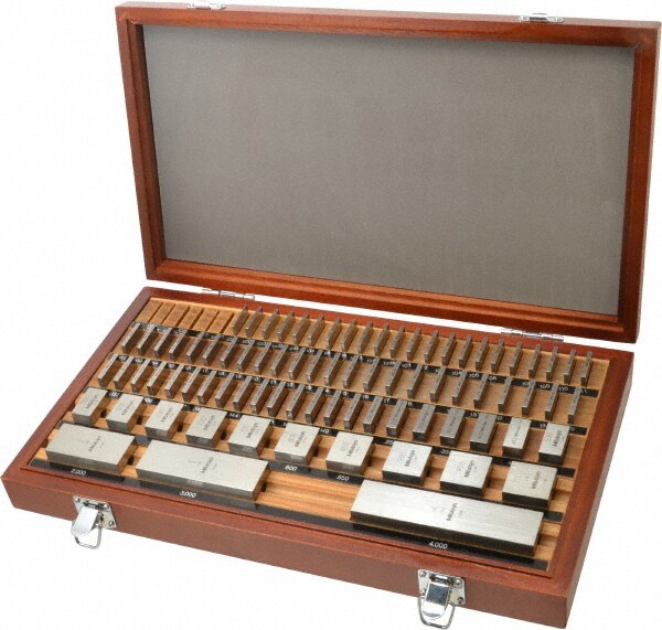 Gage Block Set: 0.05 to 4'' Range, 81 Pc, Steel
