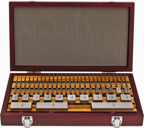 Gage Block Set: 0.05 to 4'' Range, 81 Pc, Steel