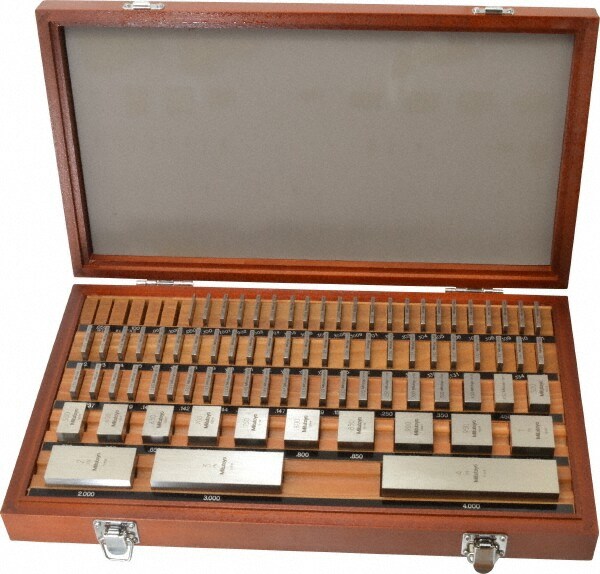 Gage Block Set: 0.05 to 4'' Range, 81 Pc, AS-1 Grade, Steel
