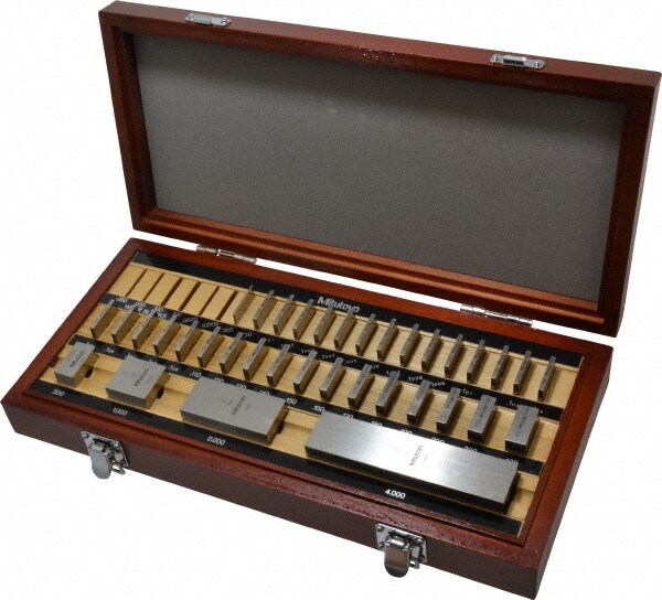 Gage Block Set: 0.05 to 4'' Range, 36 Pc, Steel