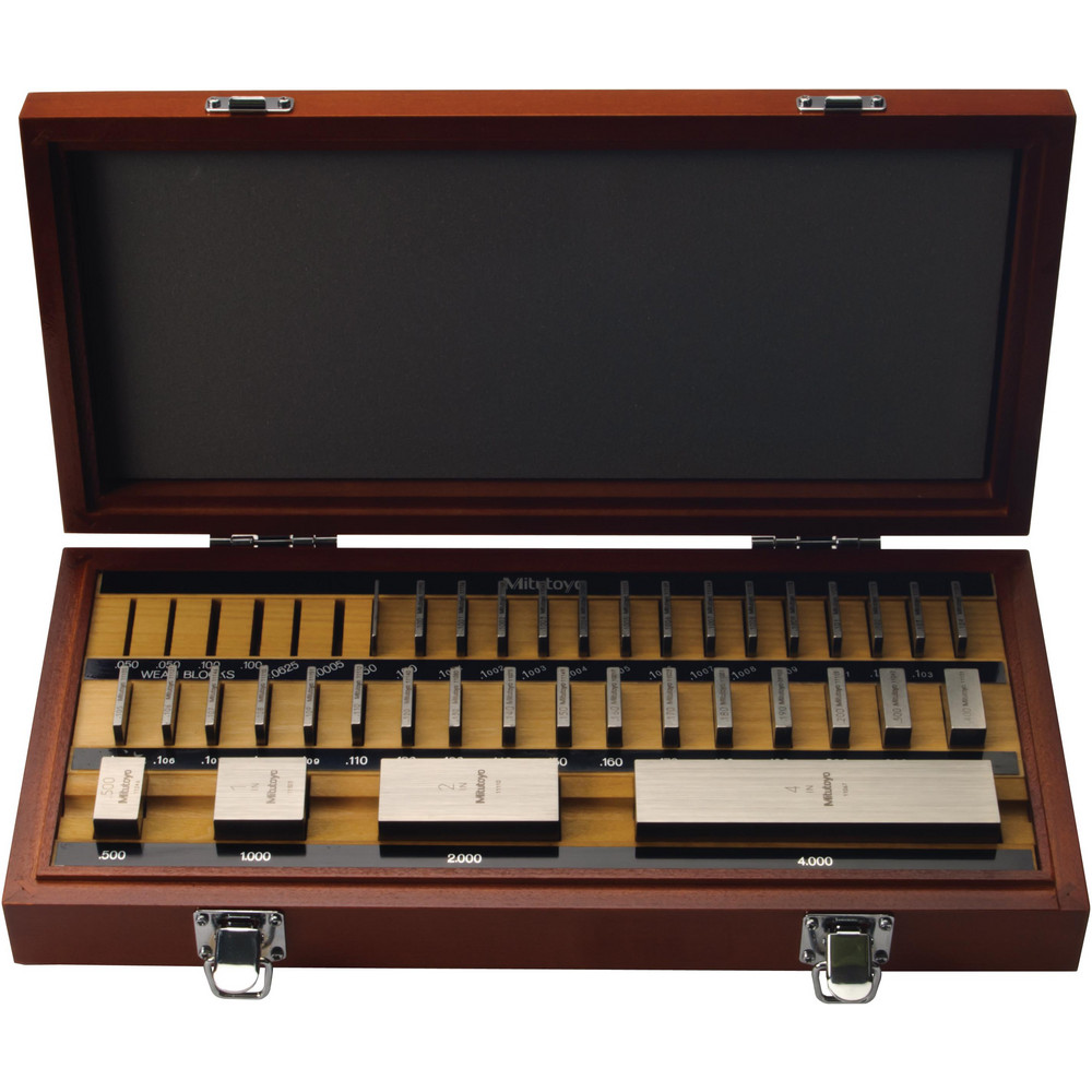 Gage Block Set: 0.05 to 4'' Range, 36 Pc, AS-1 Grade, Steel
