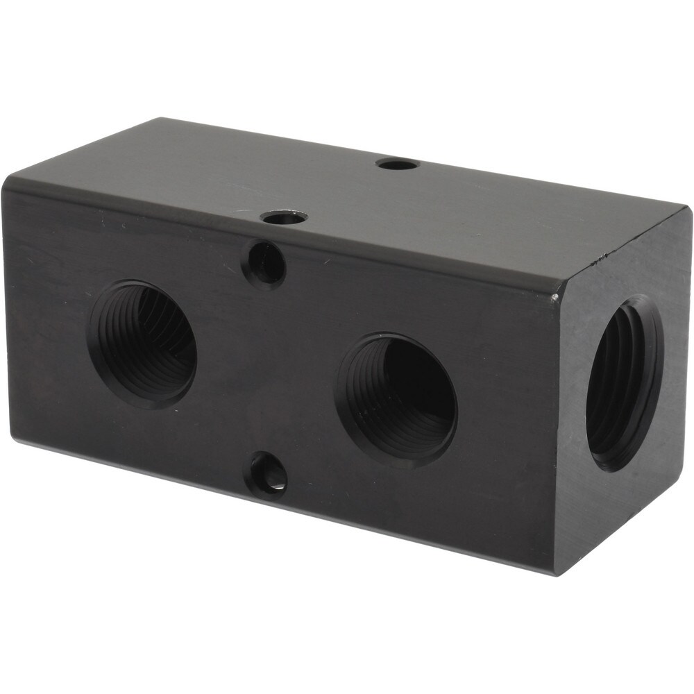 Manifold: 1/2" Inlet, 3/8" Outlet, 2 Inlet Ports, 2 Outlet Ports, 3.25" OAL, 1.5" OAW, 1-1/2" OAH