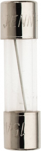 Cylindrical Fast-Acting Fuse: 15 A, 1" OAL, 1/4" Dia