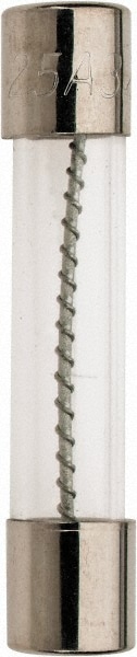 Cylindrical Time Delay Fuse: 25 A, 1-1/4" OAL, 1/4" Dia