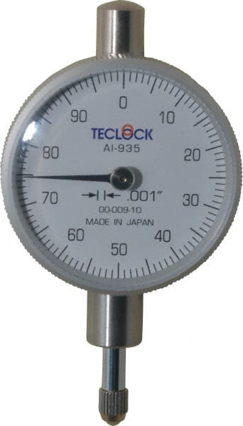 Teclock AI-935 Dial Drop Indicator: 0.25" Range, 0-100 Dial Reading, 0.001" Graduation, 1-17/32" Dial Dia 