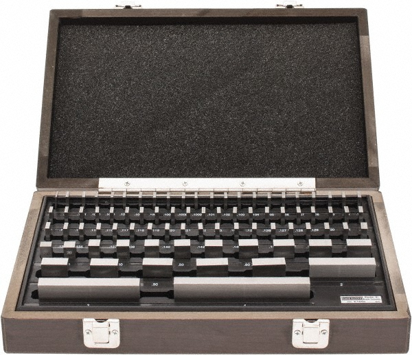 Gage Block Set: 0.05 to 4'' Range, 81 Pc, Economy Grade, Steel - Rectangle, 0.000050'' Tolerance, ASME B89.1.9-2002