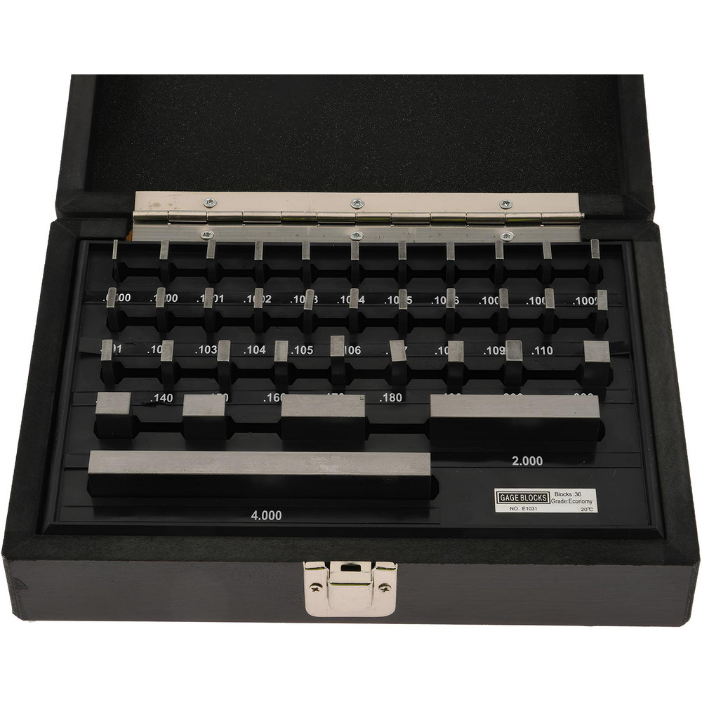 SPI Gage Block Set 0.05 to 4'' Range, 36 Pc, Economy Grade, Steel