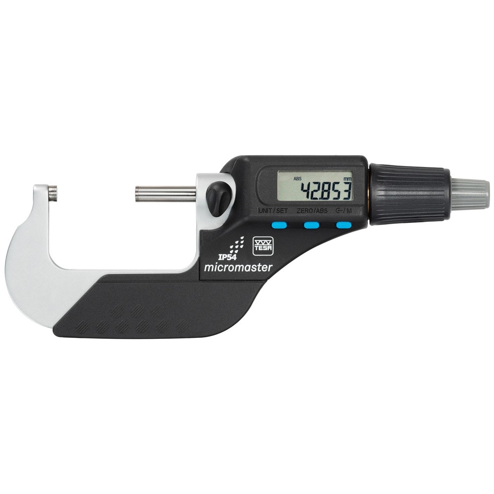 Electronic Outside Micrometer: 2" Max, Solid Carbide Face, IP54