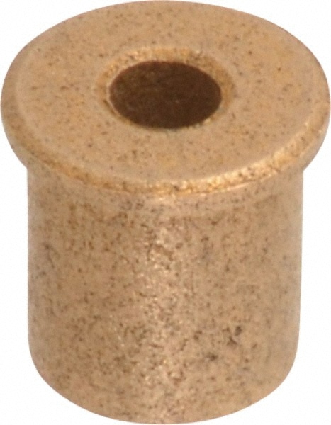 Flanged Sleeve Bearing: 1/8" ID, 5/16" OD, 3/8" OAL, Oil Impregnated Bronze