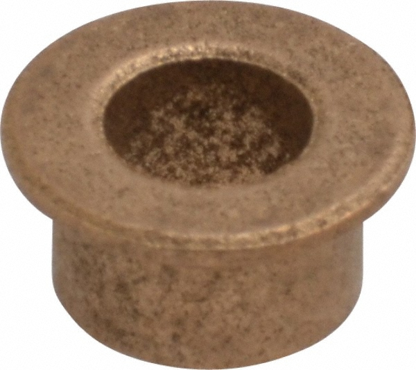 Flanged Sleeve Bearing: 1/4" ID, 3/8" OD, 1/4" OAL, Oil Impregnated Bronze