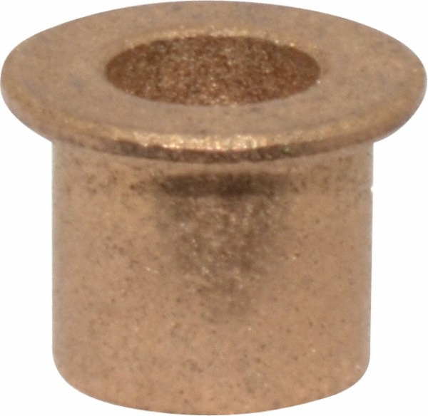 Flanged Sleeve Bearing: 1/4" ID, 3/8" OD, 3/8" OAL, Oil Impregnated Bronze
