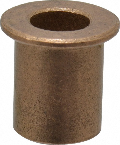 Flanged Sleeve Bearing: 1/4" ID, 3/8" OD, 1/2" OAL, Oil Impregnated Bronze