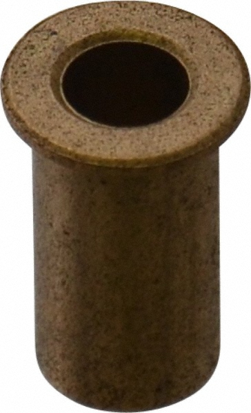 Flanged Sleeve Bearing: 1/4" ID, 3/8" OD, 3/4" OAL, Oil Impregnated Bronze