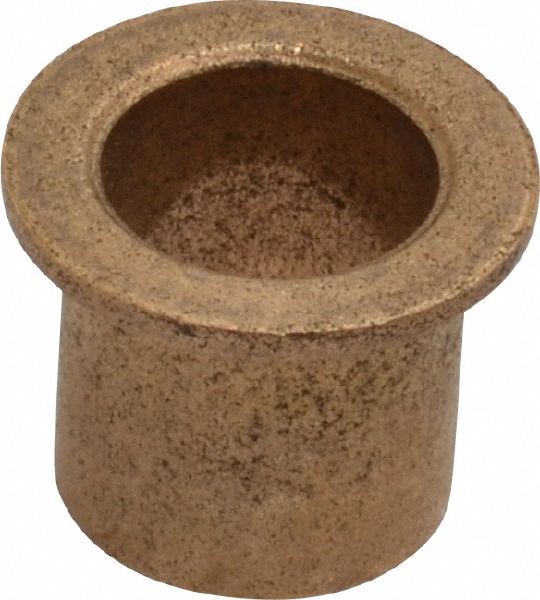 Flanged Sleeve Bearing: 5/16" ID, 3/8" OD, 3/8" OAL, Oil Impregnated Bronze