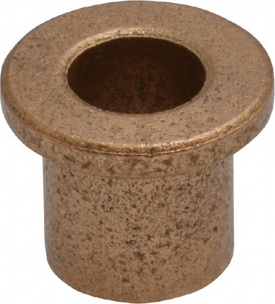 Flanged Sleeve Bearing: 5/16" ID, 7/16" OD, 1/2" OAL, Oil Impregnated Bronze
