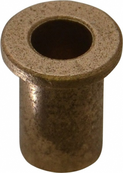Flanged Sleeve Bearing: 5/16" ID, 7/16" OD, 3/4" OAL, Oil Impregnated Bronze