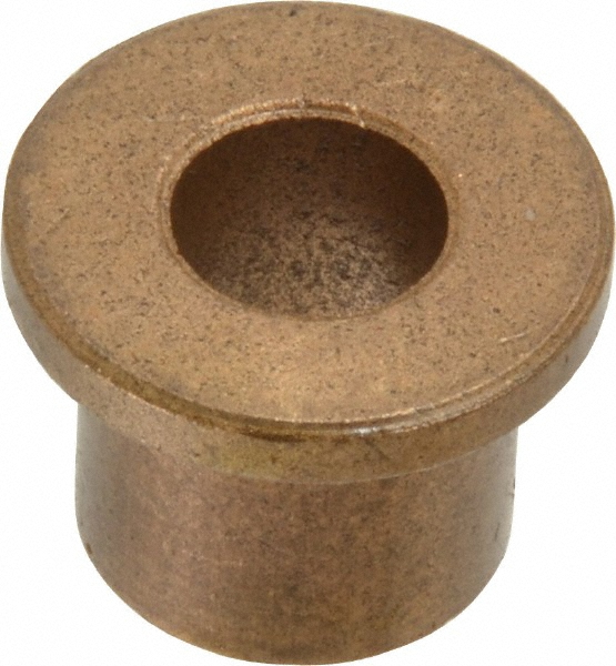 Flanged Sleeve Bearing: 5/16" ID, 1/2" OD, 1/2" OAL, Oil Impregnated Bronze