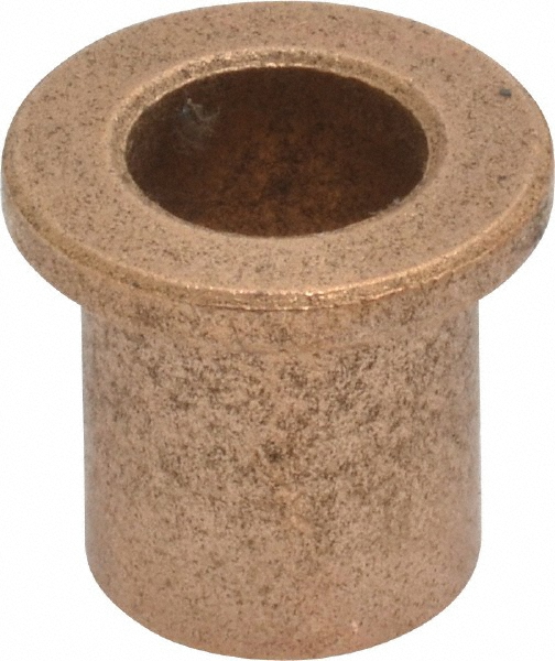 Flanged Sleeve Bearing: 3/8" ID, 1/2" OD, 5/8" OAL, Oil Impregnated Bronze