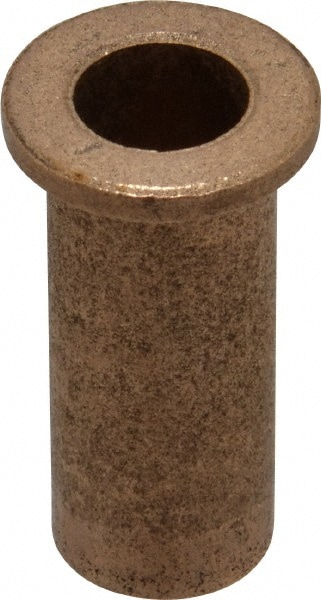 Flanged Sleeve Bearing: 3/8" ID, 1/2" OD, 1-1/4" OAL, Oil Impregnated Bronze