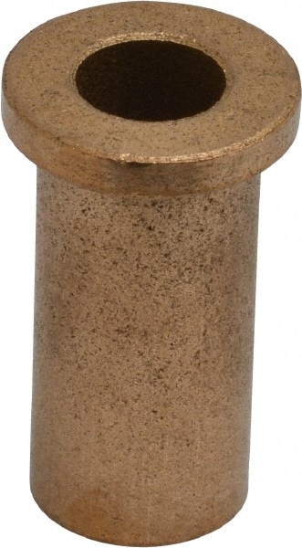 Flanged Sleeve Bearing: 3/8" ID, 9/16" OD, 1-1/4" OAL, Oil Impregnated Bronze