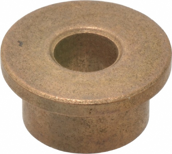 Flanged Sleeve Bearing: 3/8" ID, 3/4" OD, 1/2" OAL, Oil Impregnated Bronze