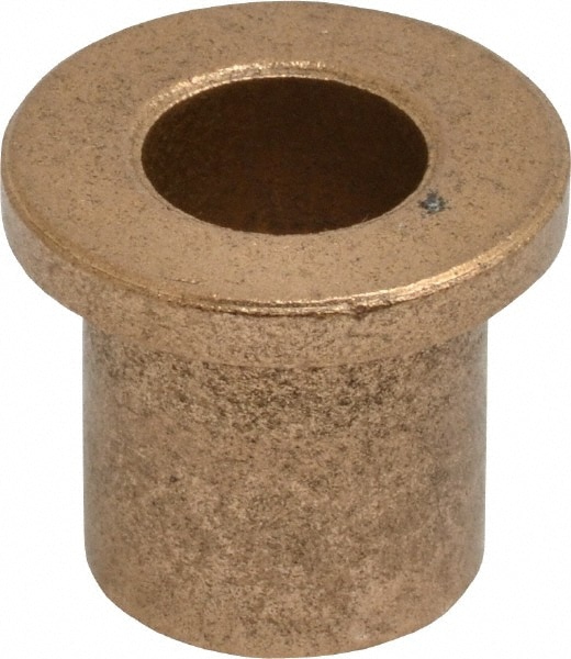 Flanged Sleeve Bearing: 7/16" ID, 5/8" OD, 3/4" OAL, Oil Impregnated Bronze