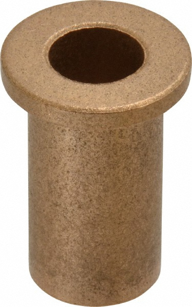 Flanged Sleeve Bearing: 7/16" ID, 5/8" OD, 1-1/4" OAL, Oil Impregnated Bronze