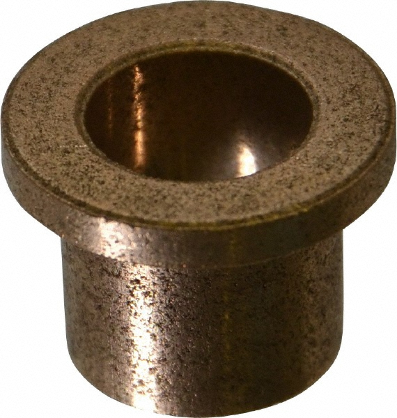 Flanged Sleeve Bearing: 1/2" ID, 5/8" OD, 5/8" OAL, Oil Impregnated Bronze