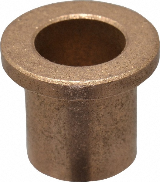 Flanged Sleeve Bearing: 1/2" ID, 5/8" OD, 3/4" OAL, Oil Impregnated Bronze