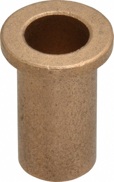 Flanged Sleeve Bearing: 1/2" ID, 5/8" OD, 1-1/4" OAL, Oil Impregnated Bronze