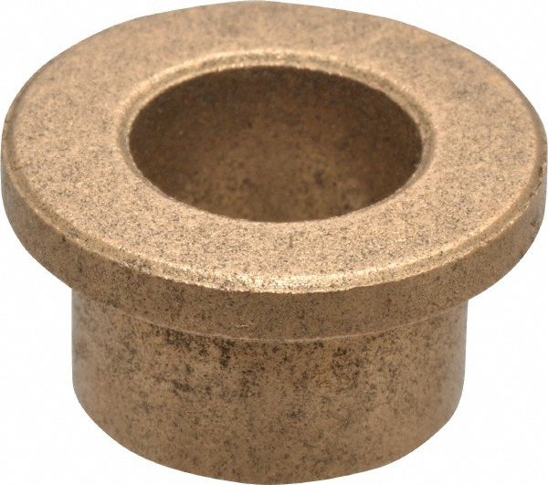 Flanged Sleeve Bearing: 1/2" ID, 11/16" OD, 1/2" OAL, Oil Impregnated Bronze