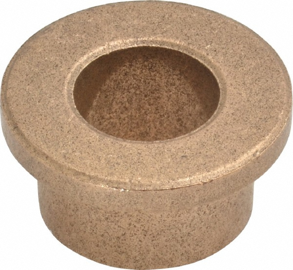 Flanged Sleeve Bearing: 1/2" ID, 3/4" OD, 1/2" OAL, Oil Impregnated Bronze