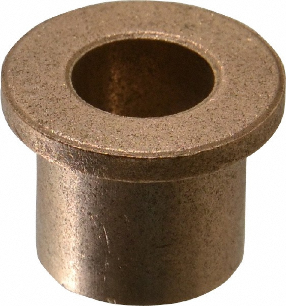 Flanged Sleeve Bearing: 1/2" ID, 3/4" OD, 3/4" OAL, Oil Impregnated Bronze