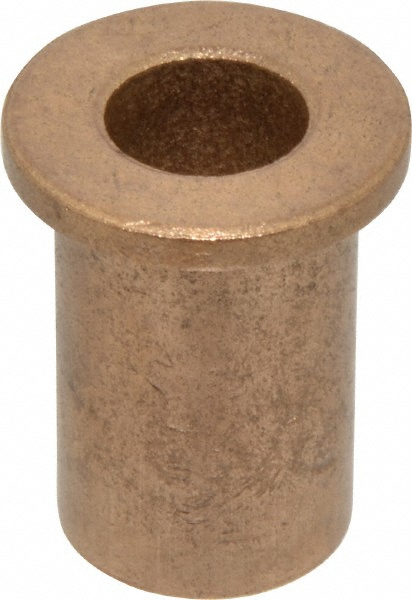Flanged Sleeve Bearing: 1/2" ID, 3/4" OD, 1-1/4" OAL, Oil Impregnated Bronze