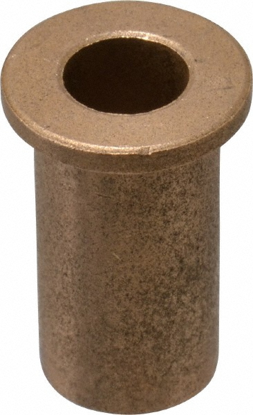 Flanged Sleeve Bearing: 1/2" ID, 3/4" OD, 1-1/2" OAL, Oil Impregnated Bronze