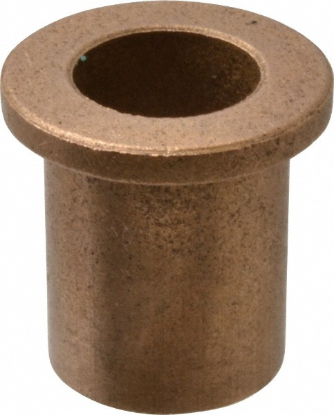 Flanged Sleeve Bearing: 9/16" ID, 3/4" OD, 1" OAL, Oil Impregnated Bronze