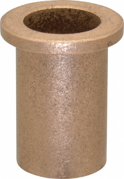Flanged Sleeve Bearing: 5/8" ID, 3/4" OD, 1-1/4" OAL, Oil Impregnated Bronze