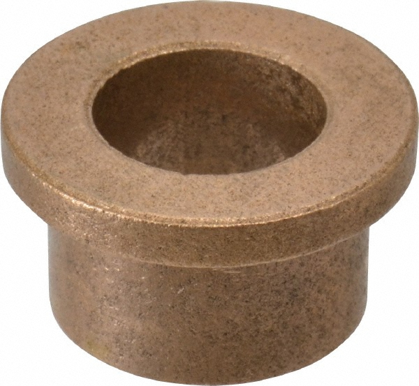 Flanged Sleeve Bearing: 5/8" ID, 7/8" OD, 5/8" OAL, Oil Impregnated Bronze