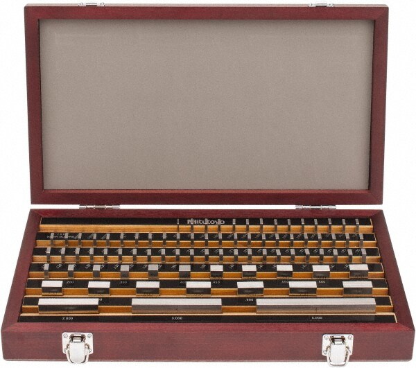 Gage Block Set: 0.05 to 4'' Range, 81 Pc, Steel