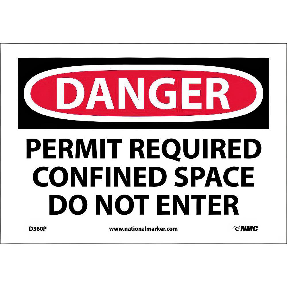 Accident Prevention Sign: Rectangle, "Danger, PERMIT REQUIRED CONFINED SPACE DO NOT ENTER"