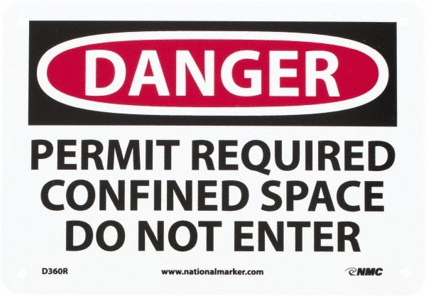 Accident Prevention Sign: Rectangle, "Danger, PERMIT REQUIRED CONFINED SPACE DO NOT ENTER"